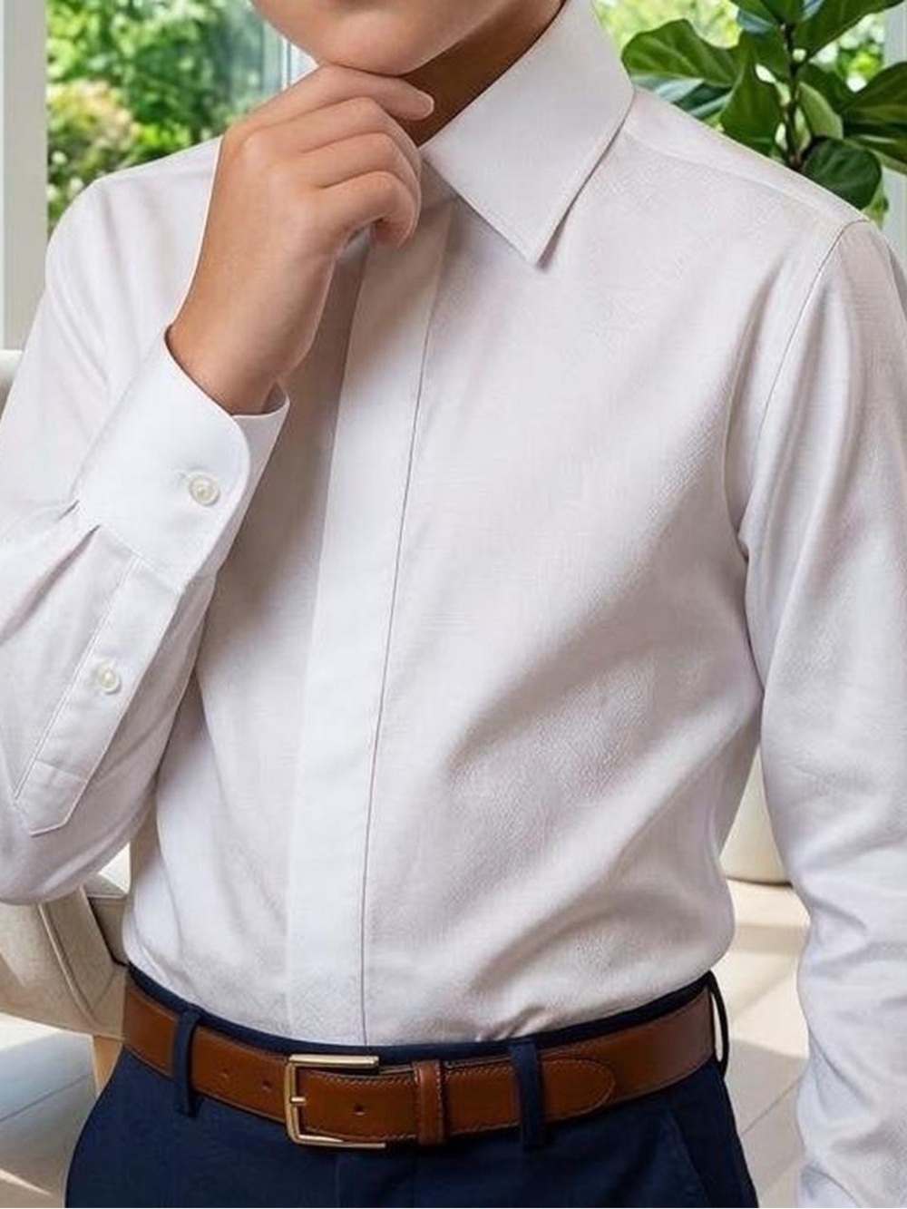 Robert Graham Boys' Long-Sleeve Dress Shirt -White